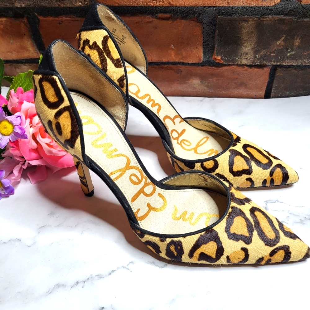 Sam Edelman Delilah Calf Hair Leopard Print Heels